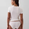 Tanga de algodón orgánico elástico con ribete de encaje
