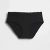 Tanga de algodón orgánico elástico con ribete de encaje