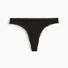 Tanga de algodón orgánico elástico con ribete de encaje