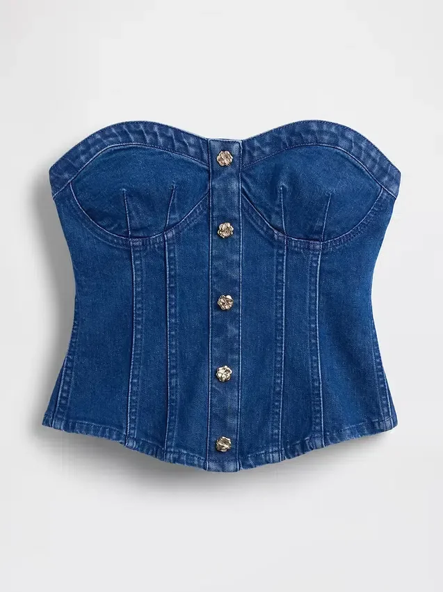 Top corsé de mezclilla GAP × Hfr de Atelier Ndigo
