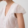 Top corto con peplum de gasa de encaje
