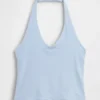 Top corto de cuello halter de tejido tupido