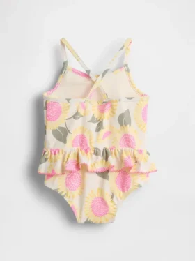 Traje de baño de mono con estampado de girasoles para bebés y niños pequeños