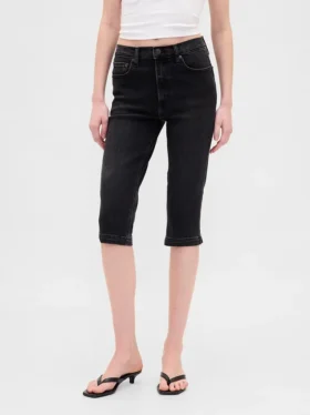 Vaqueros capri cortos de talle alto