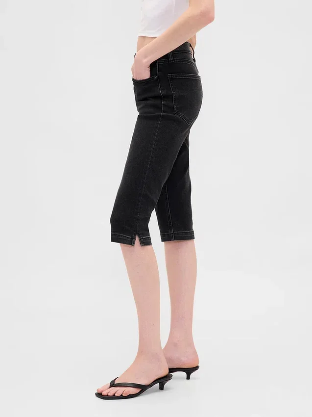 Vaqueros capri cortos de talle alto