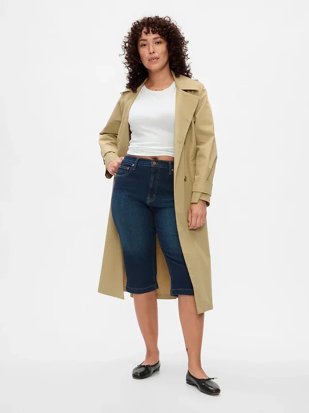 Vaqueros capri cortos de talle alto
