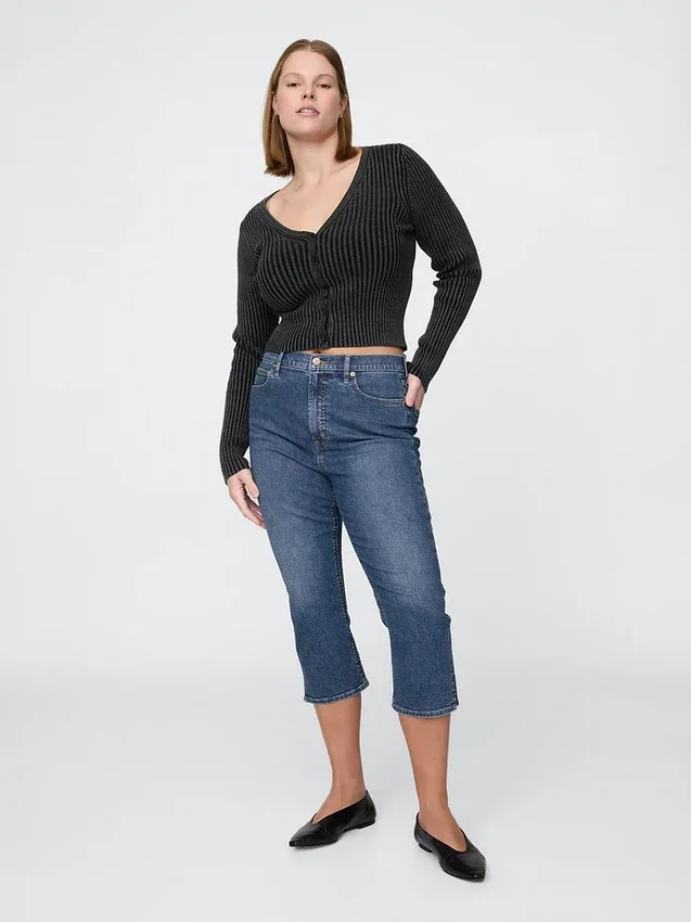 Vaqueros capri de talle alto