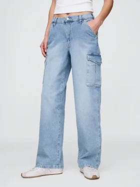 Vaqueros cargo holgados de talle medio estilo años 90