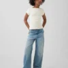 Vaqueros de corte ancho y talle bajo para niños