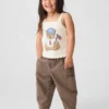 Vaqueros de mezclilla tipo «barrel» con bolsillo de osito y cintura elástica para bebés y niños pequeños