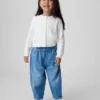Vaqueros de mezclilla tipo «barrel» sin broches para bebés y niños pequeños
