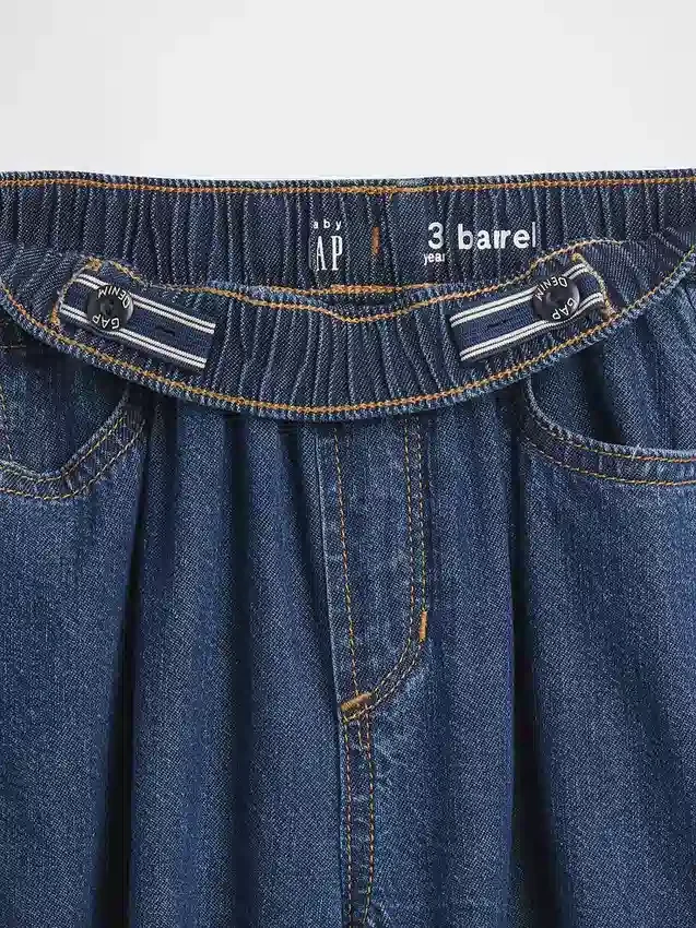 Vaqueros de mezclilla tipo «barrel» sin broches para bebés y niños pequeños