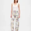 Vaqueros de talle alto con corte recto y estampado floral