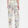 Vaqueros de talle alto con corte recto y estampado floral