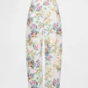 Vaqueros de talle alto con corte recto y estampado floral