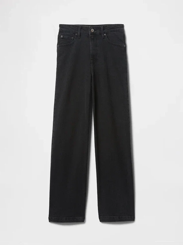 Vaqueros de talle alto, corte curvilíneo y pierna ancha