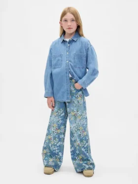 Vaqueros holgados con estampado floral para niños