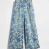Vaqueros holgados con estampado floral para niños