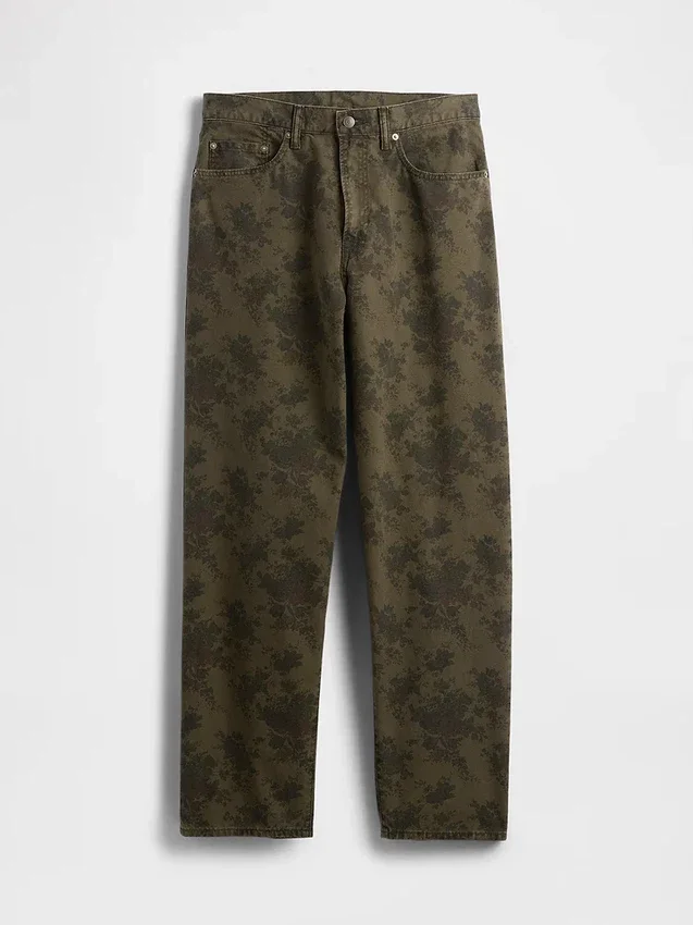 Vaqueros holgados de lona con estampado floral