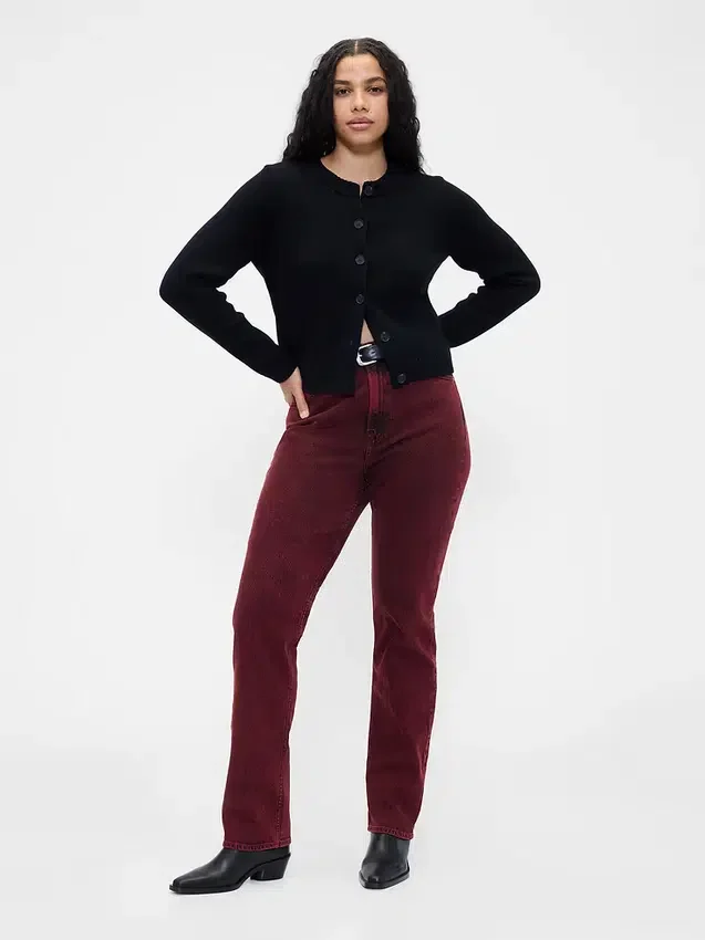 Vaqueros rectos ajustados de talle alto estilo de los 90