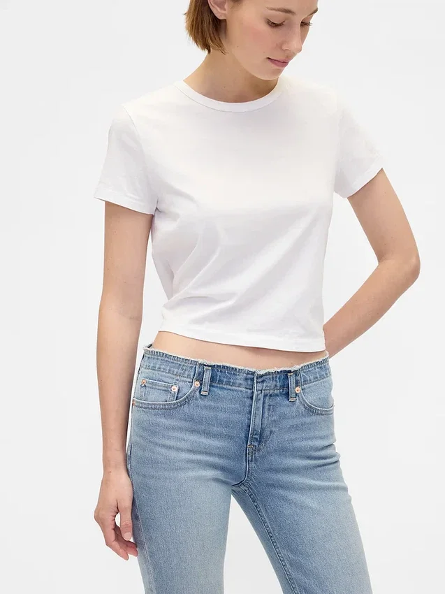 Vaqueros rectos ajustados de talle bajo estilo de los 90