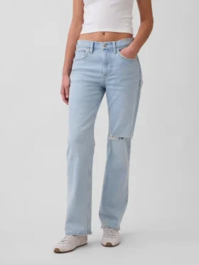Vaqueros rectos holgados de talle medio