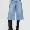Vaqueros tipo culotte de mezclilla de talle alto