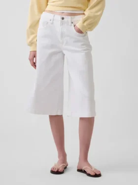 Vaqueros tipo culotte de mezclilla de talle alto