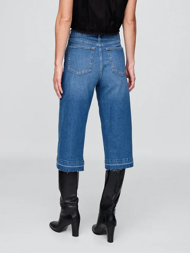 Vaqueros tipo culotte de mezclilla de talle alto