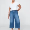 Vaqueros tipo culotte de mezclilla de talle alto