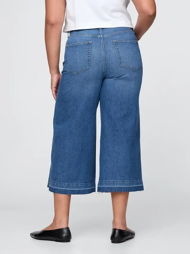 Vaqueros tipo culotte de mezclilla de talle alto
