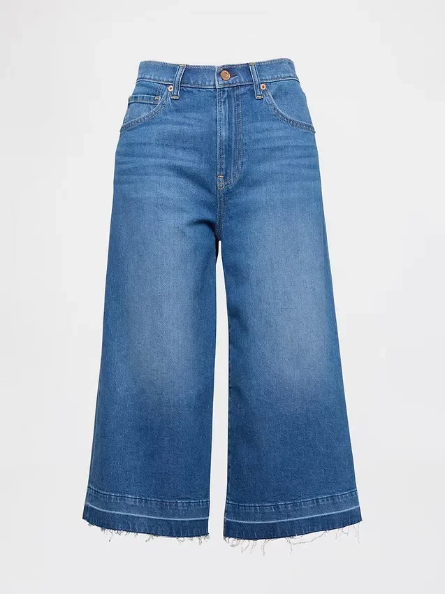 Vaqueros tipo culotte de mezclilla de talle alto
