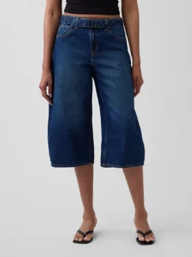 Vaqueros tipo culotte de talle alto con cinturón