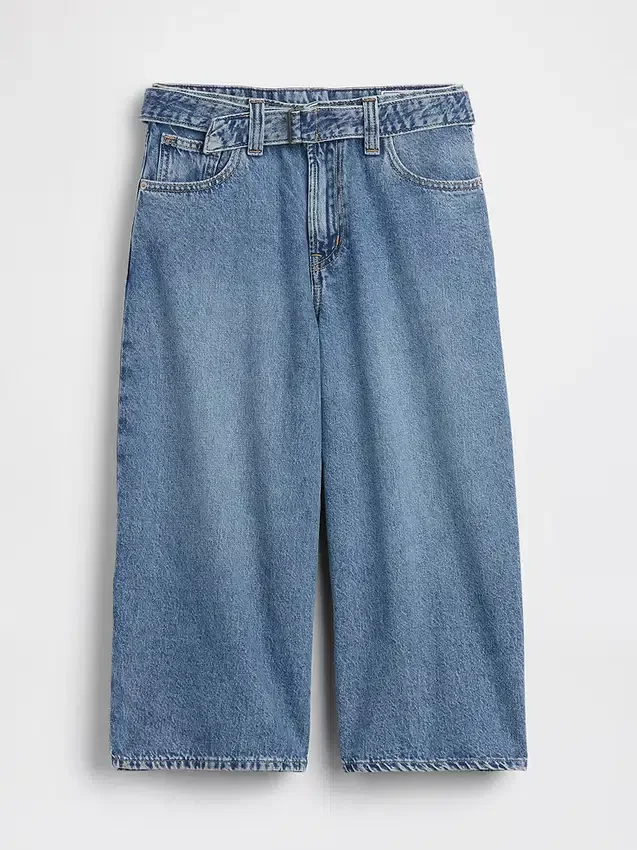 Vaqueros tipo culotte de talle alto con cinturón