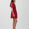 Vestidito tipo camisa mini ajustado en la cintura de mezcla de lino