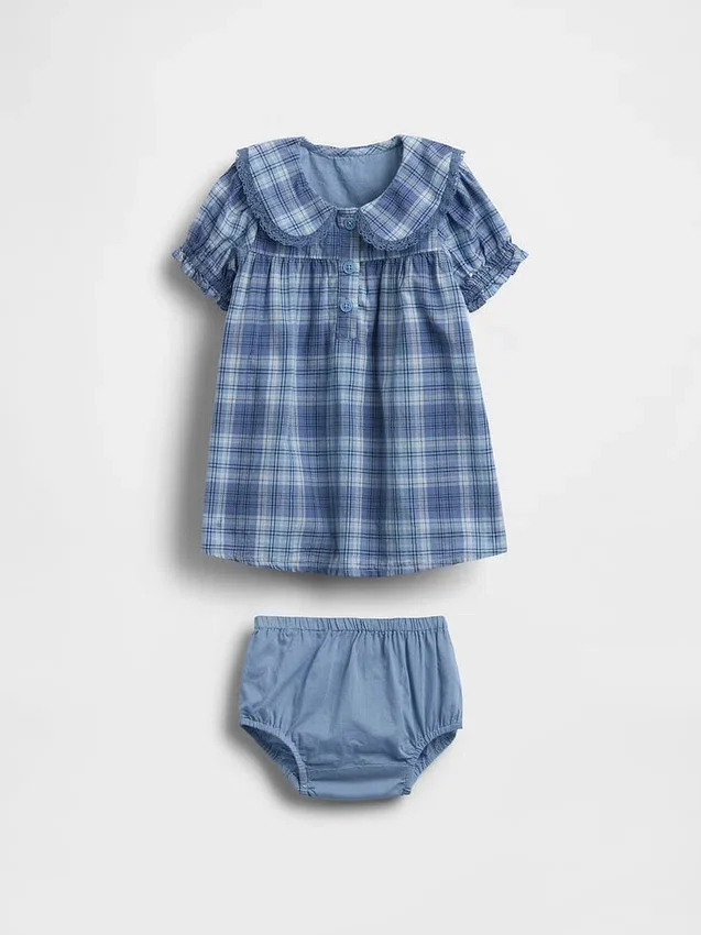 Vestido a cuadros con cuello para bebé