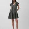 Vestido camisero de gasa de algodón con cintura baja