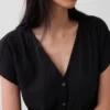Vestido camisero de gasa de algodón con cintura baja