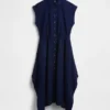 Vestido camisero de popelín con bajo en forma de pañuelo