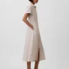 Vestido camisero midi de mezcla de lino
