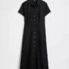 Vestido camisero midi de mezcla de lino