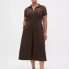Vestido camisero midi de mezcla de lino