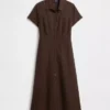 Vestido camisero midi de mezcla de lino