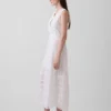 Vestido camisero midi en capas con ribete de encaje
