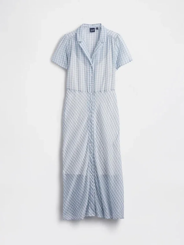 Vestido camisero midi transparente