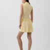Vestido camisero mini de cintura baja en mezcla de lino
