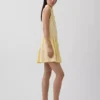 Vestido camisero mini de cintura baja en mezcla de lino