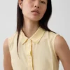 Vestido camisero mini de cintura baja en mezcla de lino