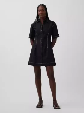Vestido camisero mini de popelín
