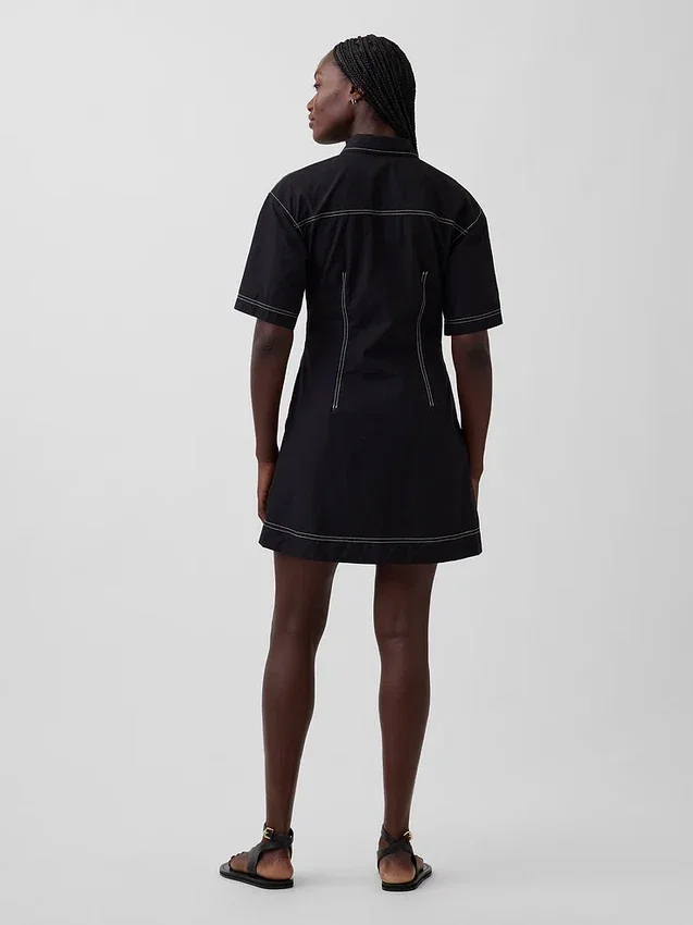 Vestido camisero mini de popelín